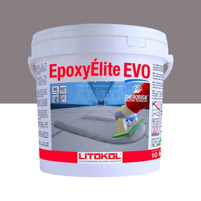 Епоксидна фуга Litokol Epoxyelite EVO c.125 двокомпонентна сірий цемент 10 кг (EEEVOGCM0010)