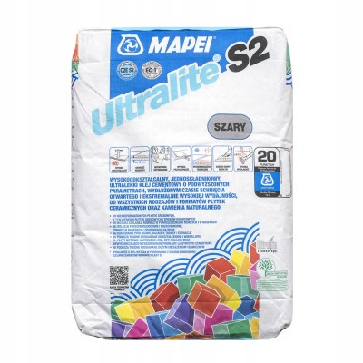 Цементний еластичний клей Mapei Ultralite S2 Grey 15 кг (C2ES2UG15)