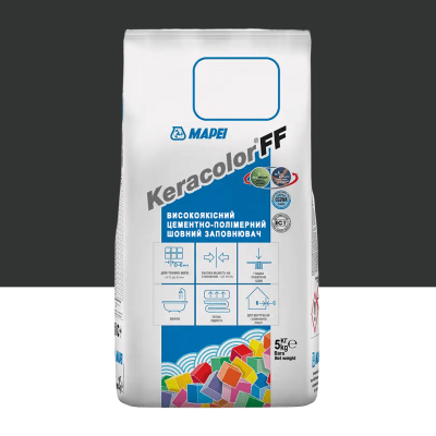 Цементний розчин для заповнення швів шириною до 6 мм Mapei Keracolor FF ALU 120 Чорний 5 кг (5051205)