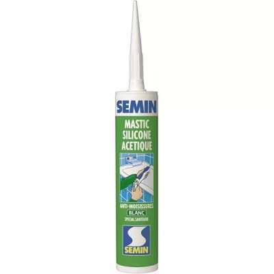 Силіконовий герметик санітарний білий Semin MASTIC SILICONE ACETIQUE BLANC, 310 мл (109799)