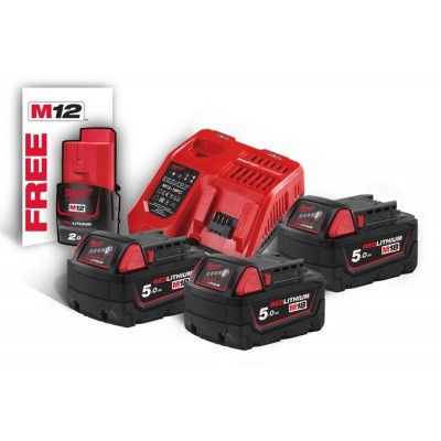 Енергокомплект MILWAUKEE M18 NRG-503 (В5 3шт; З/П M12-18FC) + акумулятор M12 B2 (4933451423)