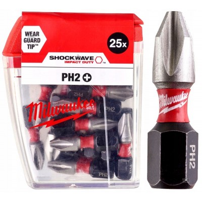 Біти Milwaukee PH2 SHOCKWAVE 25мм, 25 шт. (4932430853)