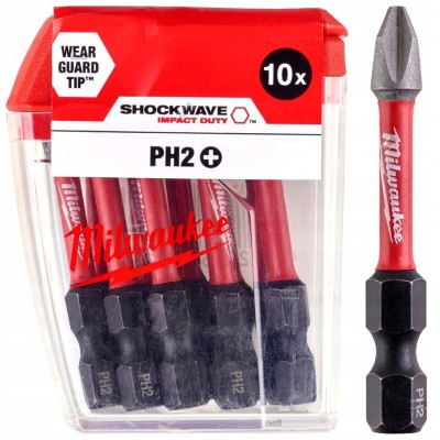 Біта Milwaukee PH2 SHOCKWAVE 50 мм, 10 шт. (4932430855)