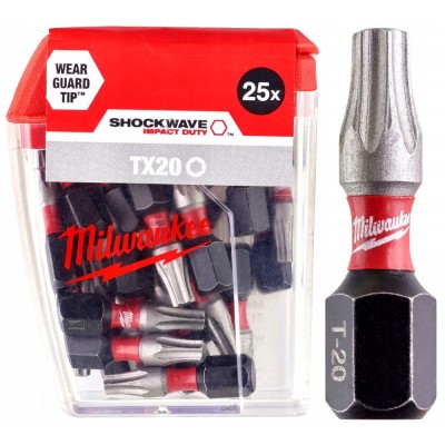 Біти Milwaukee TX20 SHOCKWAVE 25 мм, 25 шт. (4932430875)