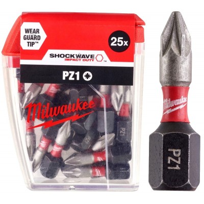 Біти Milwaukee PZ1 SHOCKWAVE 25 мм, 25 шт. (4932430861)