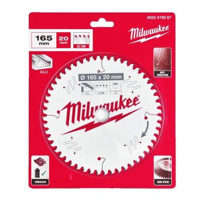 Диск пильний по алюмінію Milwaukee 165х20х52 (4932479087)