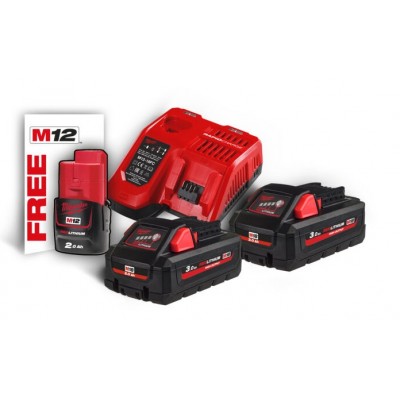 Енергокомплект MILWAUKEE M18 HNRG-302 (В3 2шт; З/П M12-18FC) + акумулятор M12 B2 (4933471071)