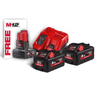 Енергокомплект MILWAUKEE M18 HNRG-802 (В8 2шт; З/П M12-18FC) (4933471073)