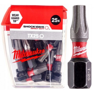 Насадка TX25 MILWAUKEE SHOCKWAVE 25 мм, 25 шт (4932430880)