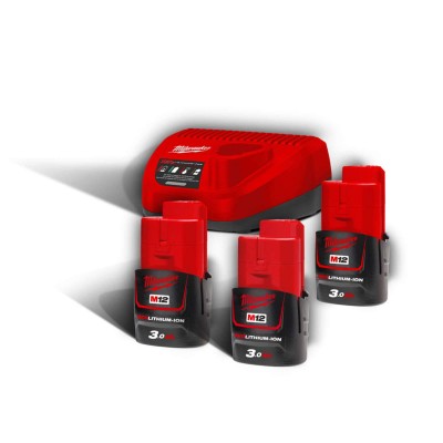 Енергокомплект MILWAUKEE M12 NRG-303 (B3 3шт; З/П С12С) (4933459207)