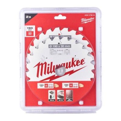 Набір дисків для швидкого різання Milwaukee 190x30 мм, 24 зуби, 2 шт (4932479804)