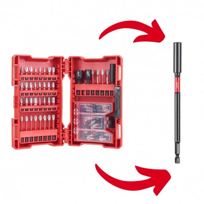 Набір біт Milwaukee SHOCKWAVE (70 предм.) + адаптер для біт 152мм (4932478902)