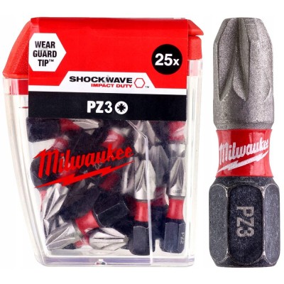 Біти для шуруповерта PZ3 MILWAUKEE SHOCKWAVE 25 мм, 25 шт (4932399591)