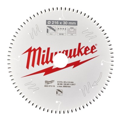 Диск пильний Milwaukee для торцювальної пили, по алюмінію, 216x30x2.4 мм 80Z (4932471319)