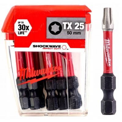 Насадка TX25 MILWAUKEE SHOCKWAVE 50 мм, 10 шт (4932430882)