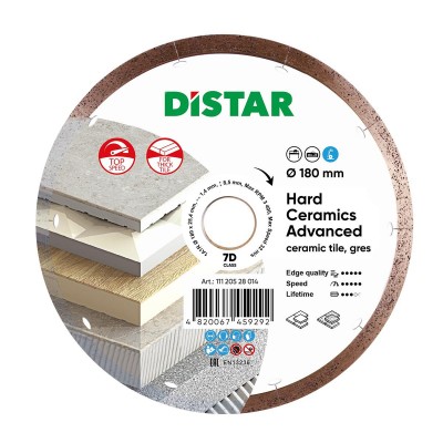 Диск алмазний Distar Hard ceramics Advanced 180 мм для керамограніта/кераміки (11120528014)