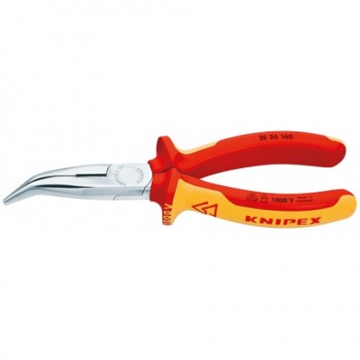 Плоскі круглогубці Knipex VDE з ріжучими кромками (хромовані), 160 мм (25 26 160)