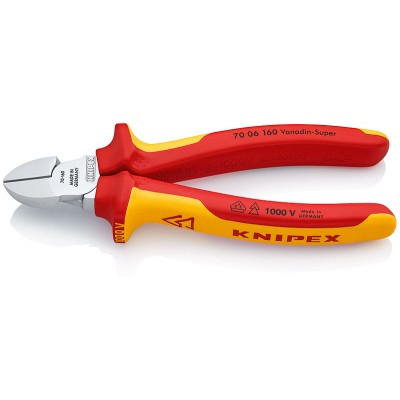 Кусачки бічні Knipex VDE (хромовані), 160 мм (70 06 160)