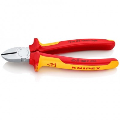 Кусачки бічні Knipex VDE (хромовані), 180 мм (70 06 180)