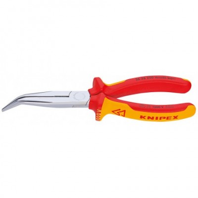 Плоскі круглогубці Knipex VDE з ріжучими кромками (хромовані), 200 мм (26 26 200)